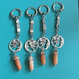Carnelian fairy keychain - man in the moon - gifts for her - stocking stuffer